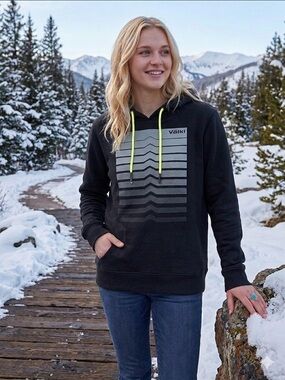 NWOT Volkl Black Hoodie with Reflective Gray Graphic